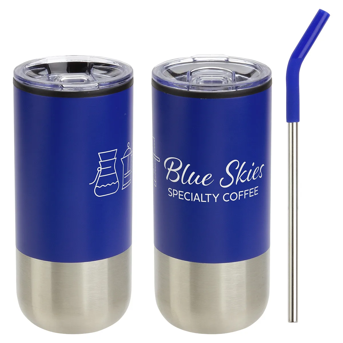 Oxford 16 oz Stainless Steel/Polypropylene Tumbler with Straw view 7