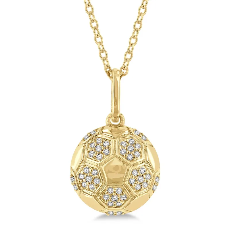 Jilco Inc Diamond Soccer Ball Necklace - Yellow Gold