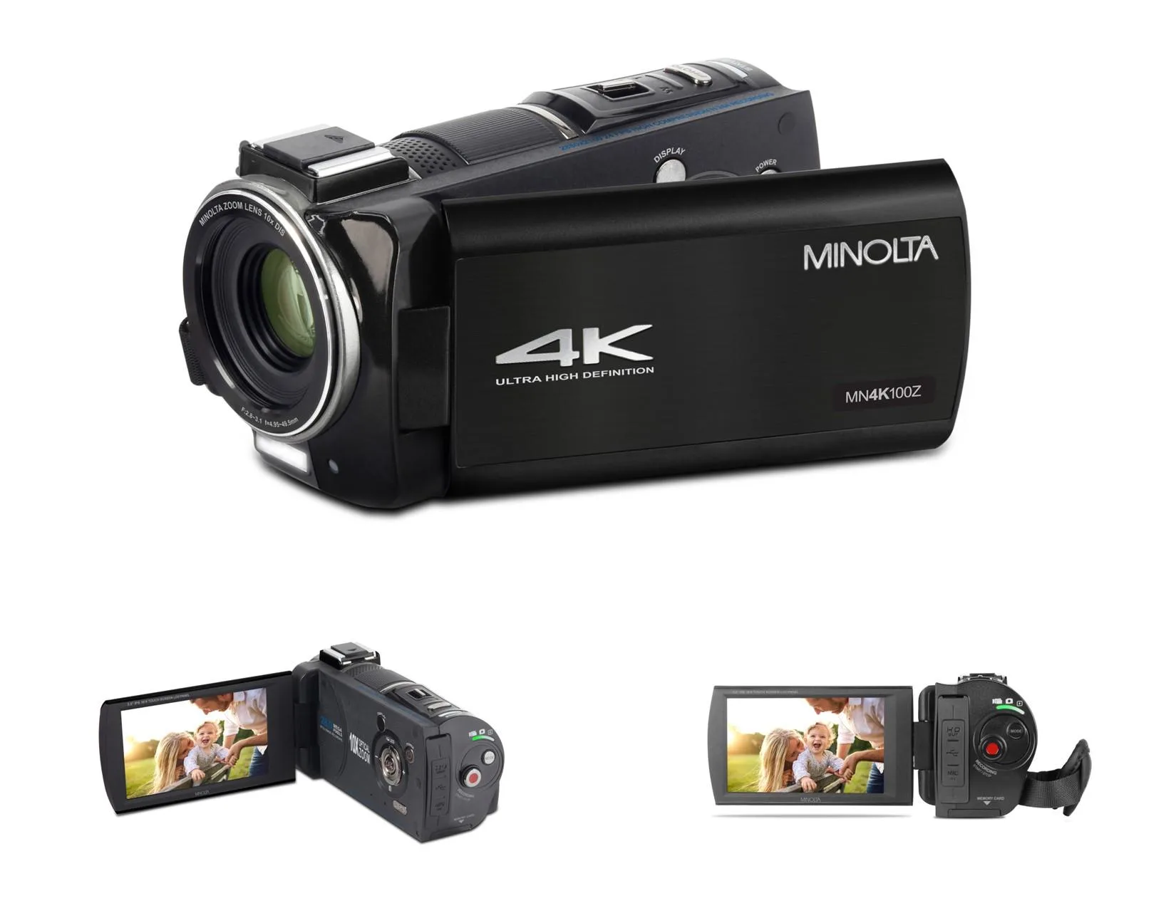 Minolta 4K Ultra Hd Camcorder With 10X Optical Zoom