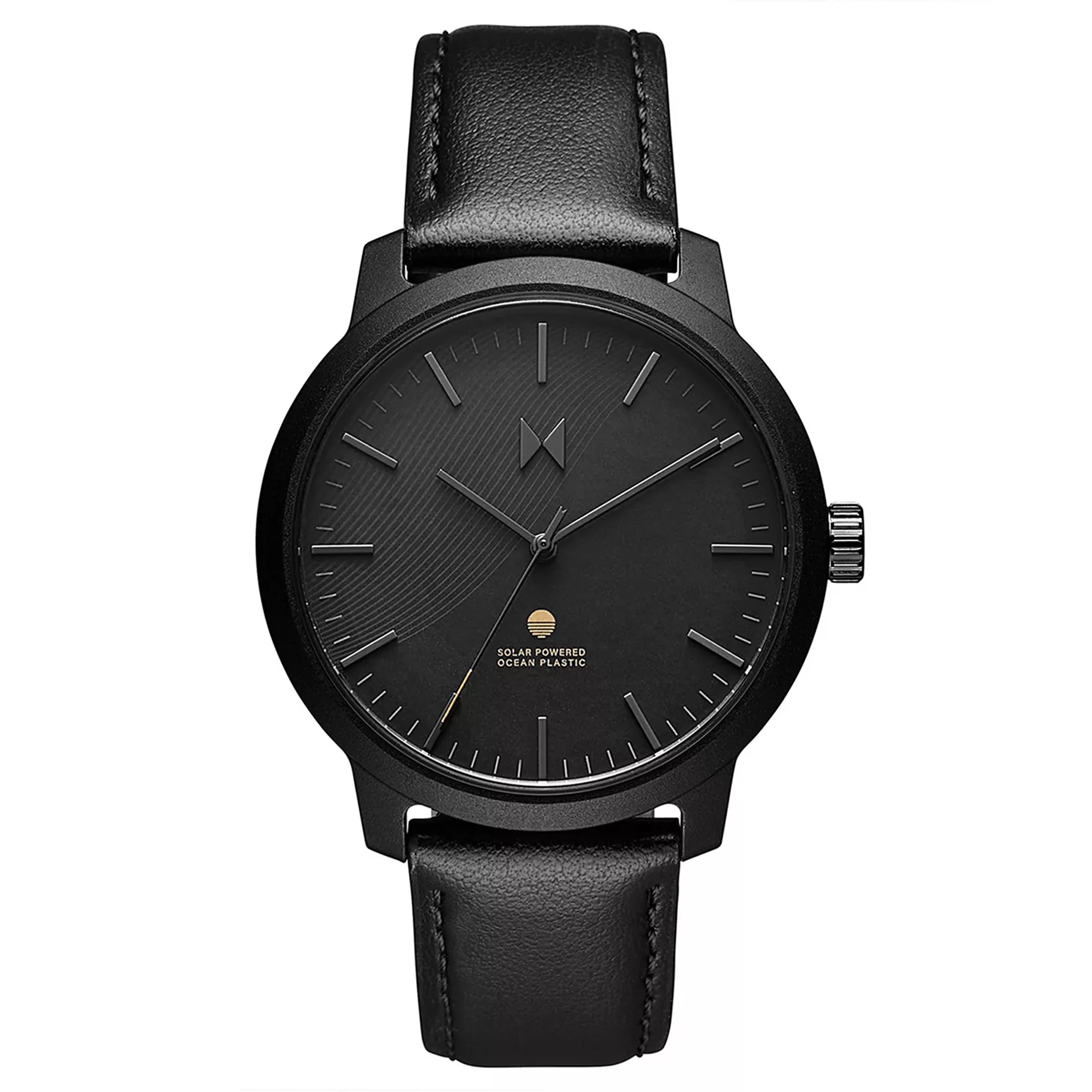 MVMT Mens Legacy Solar Chronograph Dress Black Strap Watch Black Dial