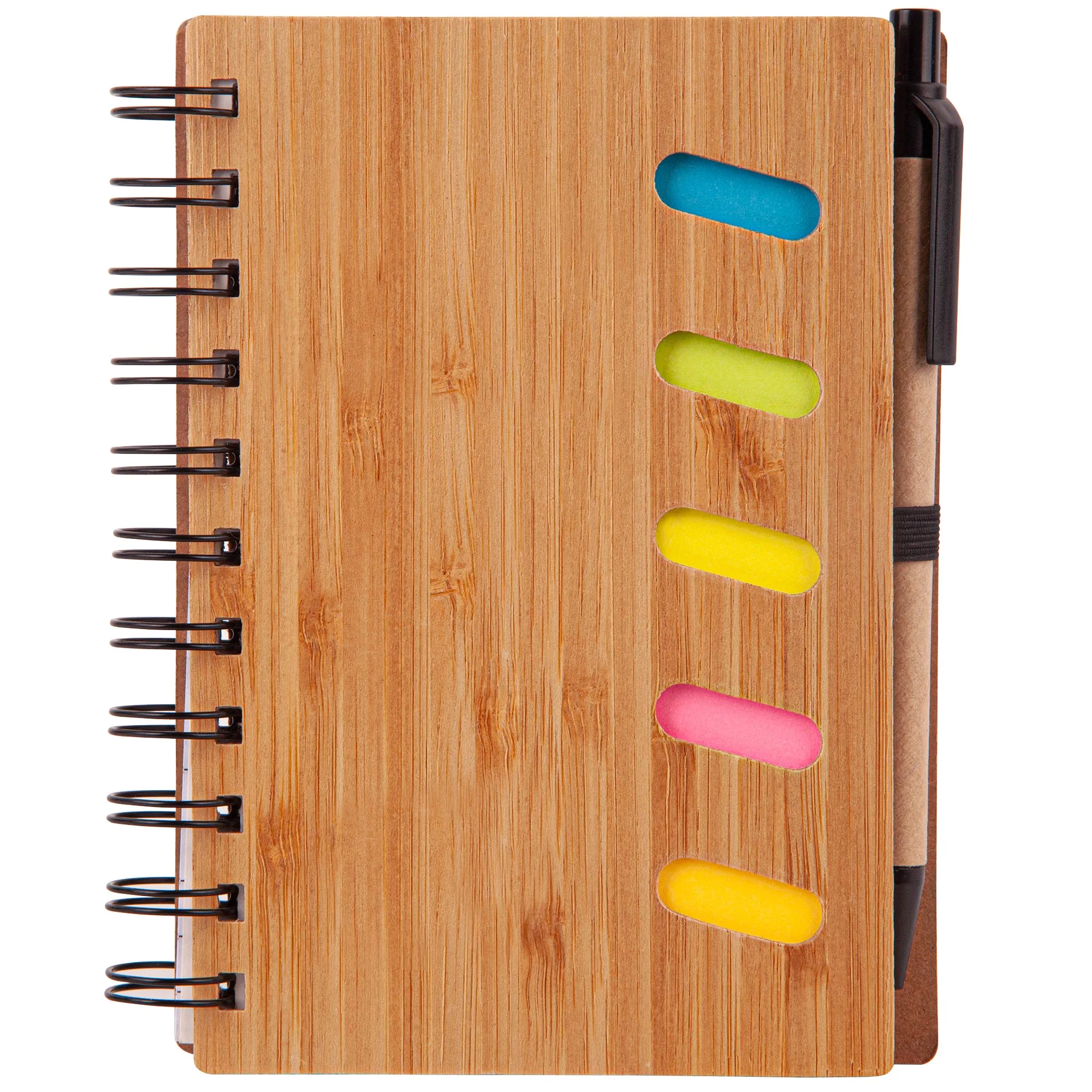 Bamboo Front Cover Notebook w/Sticky Note and Pen view 2