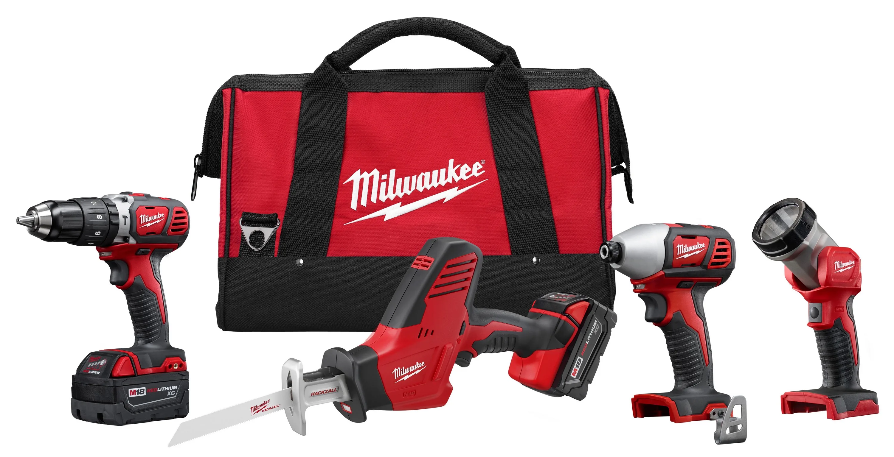 Milwaukee M18 Cordless 4-Tool Combo Kit - Drill/Driver Recip Saw Impact Driver Light