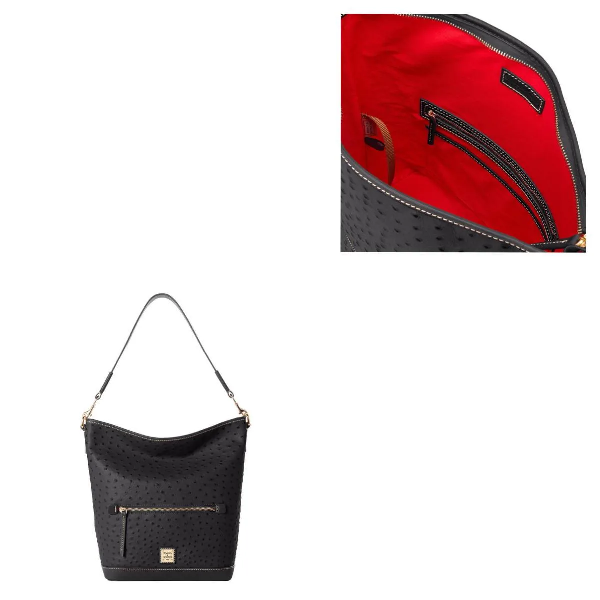 Dooney & Bourke Black Ostrich Hobo