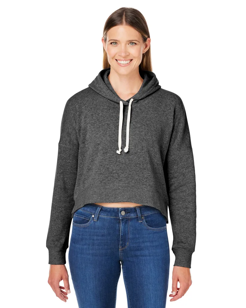 J AMERICA Ladies' Triblend Cropped Hooded Sweatshirt view 3