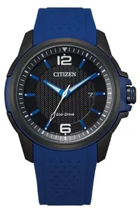 Citizen® Men's Eco-Drive® Blue Poly Strap Sport Watch w/Black Dial