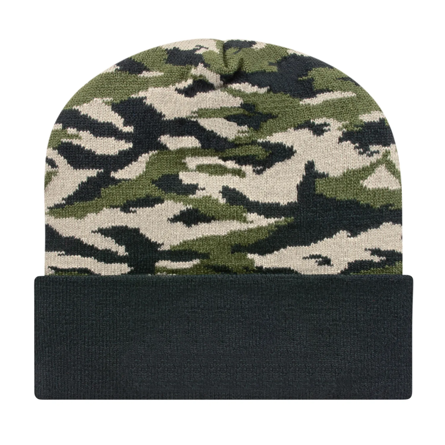Vintage Tiger Camouflage Knit Cap with Solid Cuff view 2