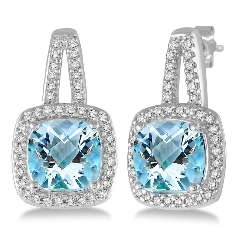 Jilco Inc Aquamarine & Diamond Earrings