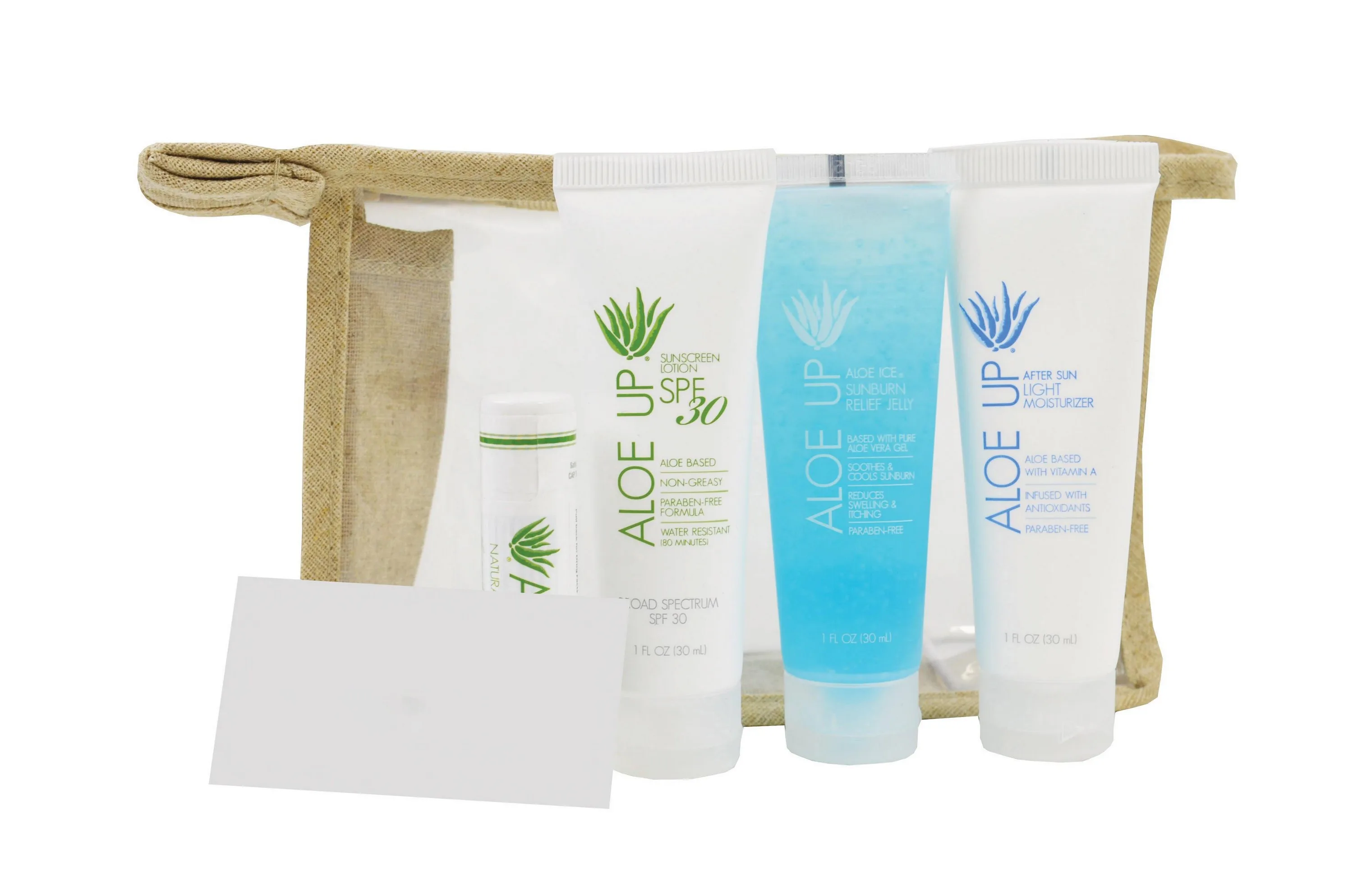 Aloe Up Small Hemp Bag w/White Collection Sunscreen