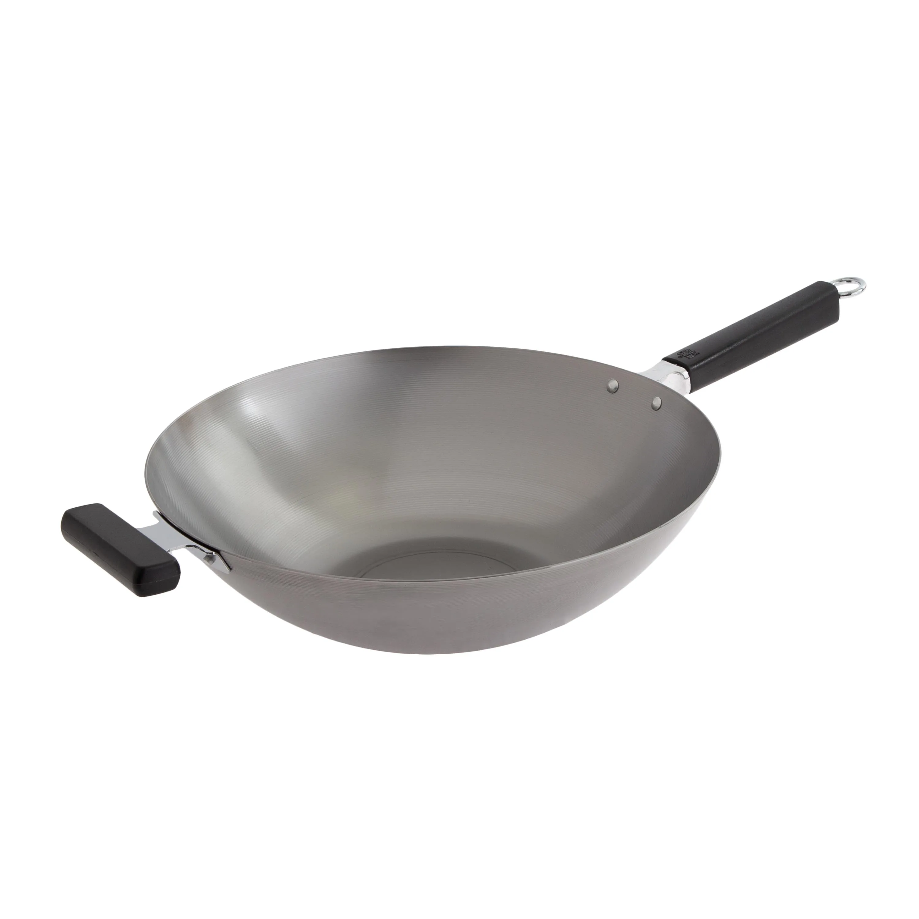 KitchenSupply Joyce Chen Professional Series 14" Uncoated Carbon Flat Bottom Wok Phenolic Handle