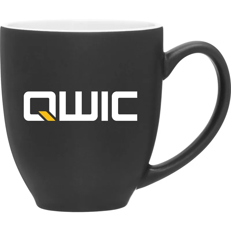 15 oz Bistro Ceramic Mug (Matte Black/Glossy White)
