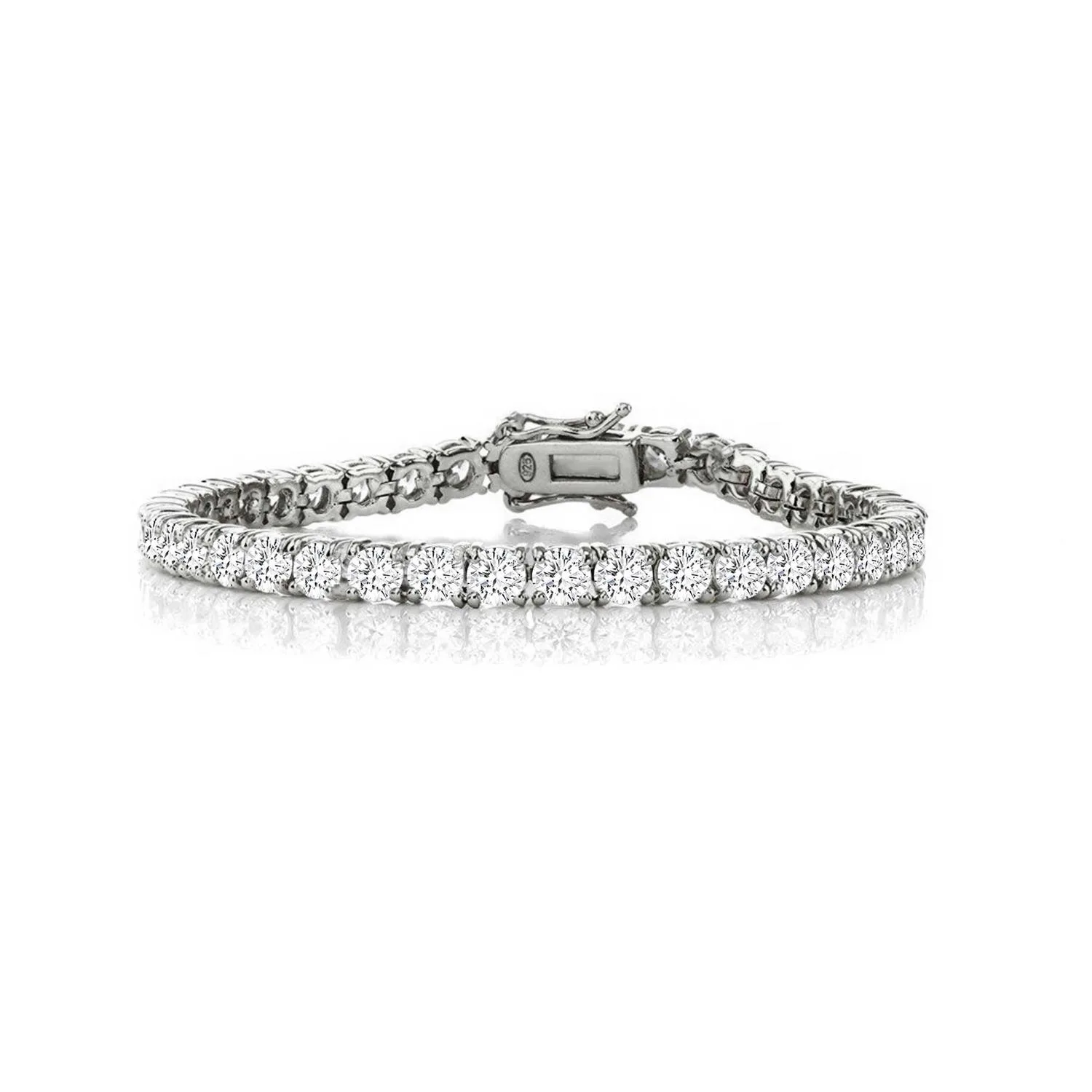 GENEVIVE White Gold Plated Cz Tennis Bracelet Size 7.25