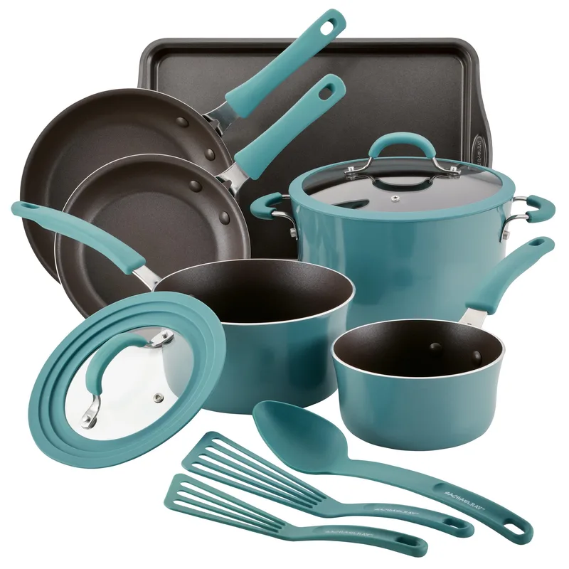 Rachael Ray Cook + Create 11 Piece Agave Blue Nonstick Cookware Set