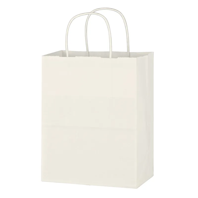 Kraft Paper White Shopping Bag - 8" X 10-1/4" view 3