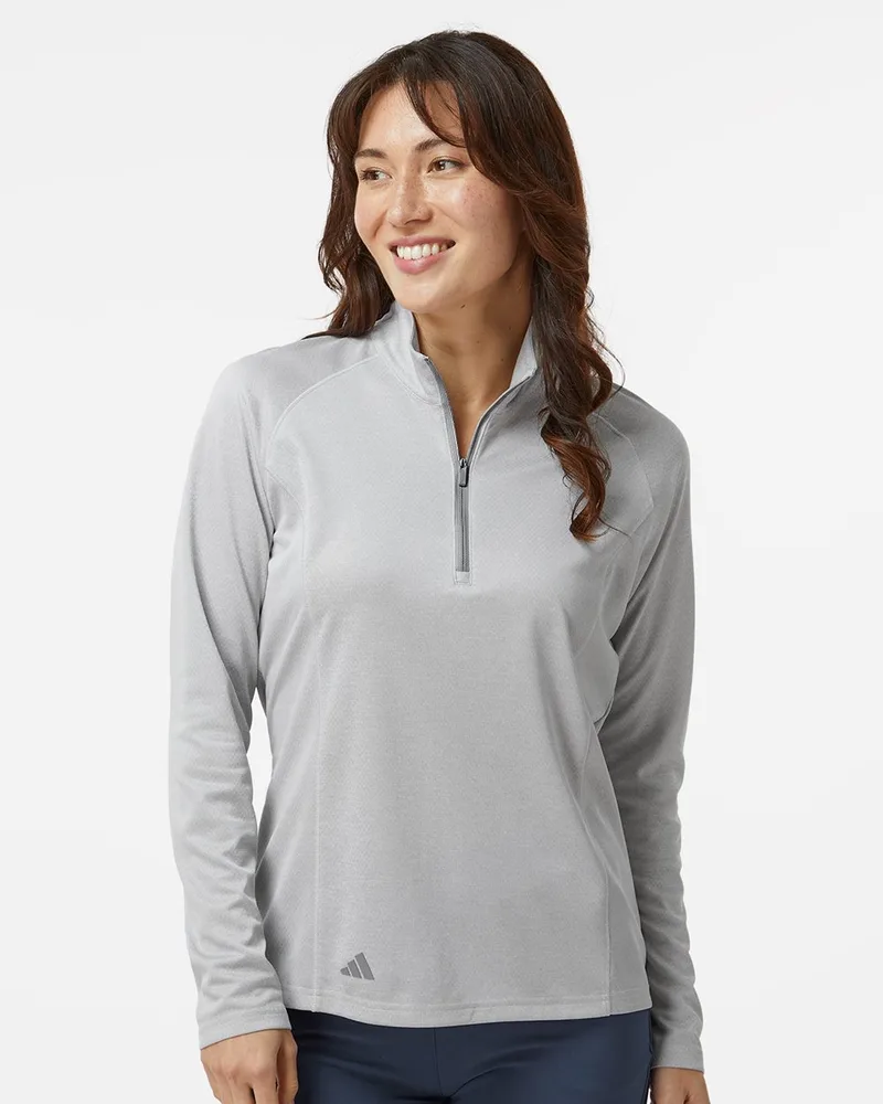 Adidas® Women's Space Dyed Quarter-Zip Pullover Shirt view 2