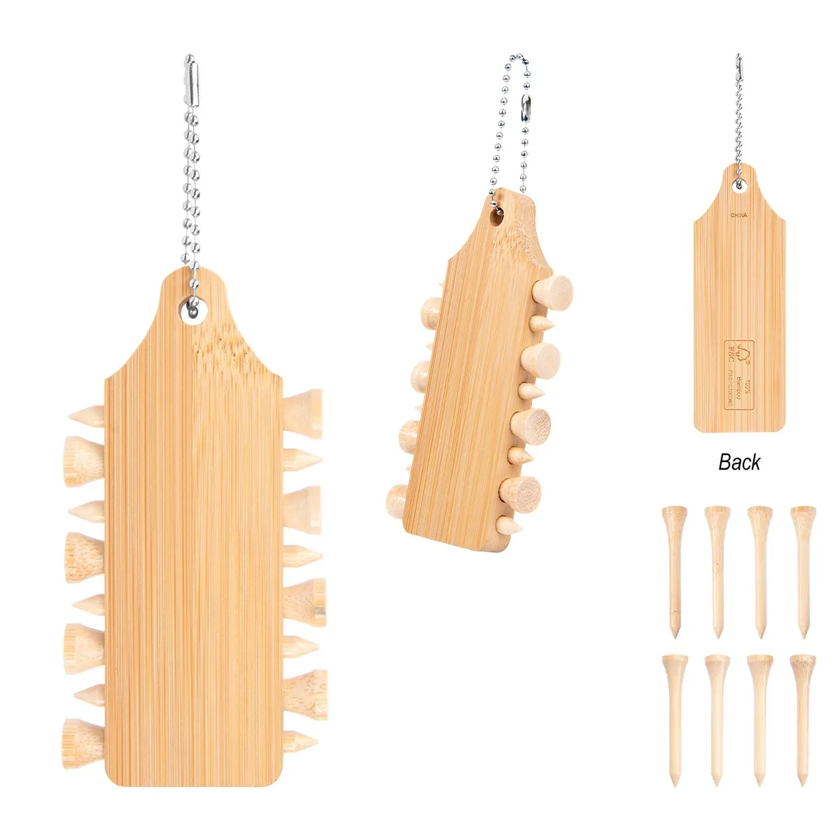 Bamboo Golf Tee Set Keychain view 3