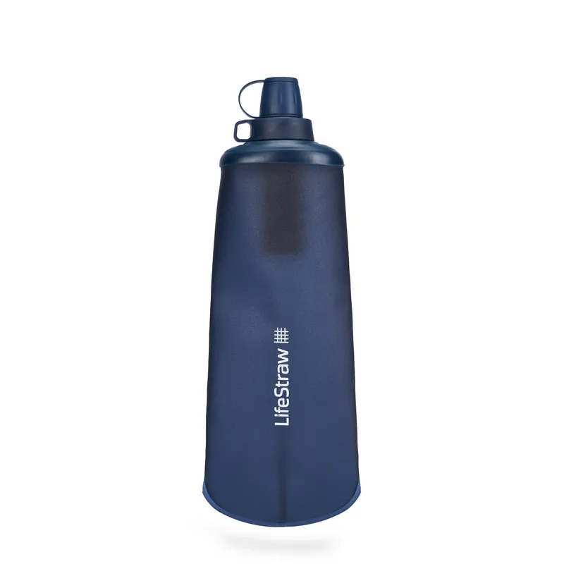 LifeStraw Peak 1L Collapsible Squeeze Bottle W/ Filter Mountain Blue