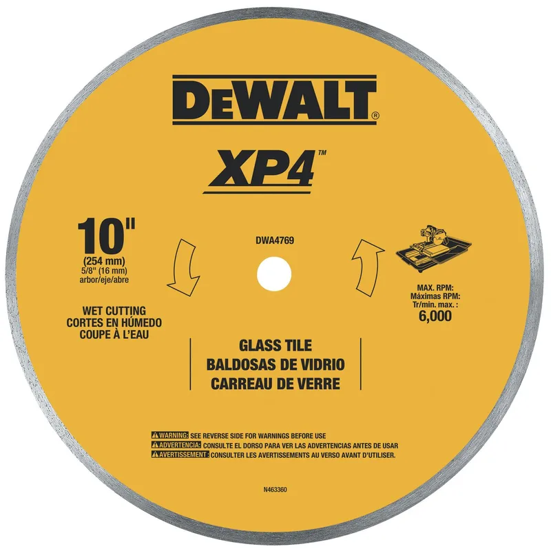 DeWalt 10" Continuous Rim Glass Tile Blade