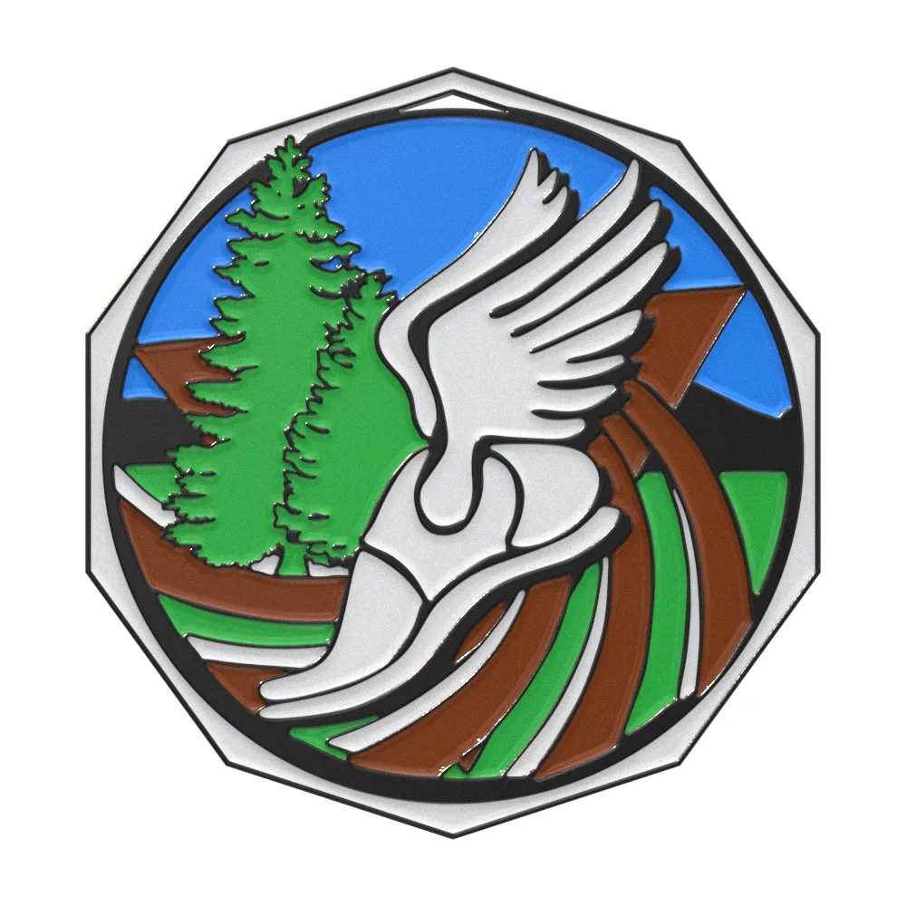 Cross Country Decagon Colored Medallion (2")