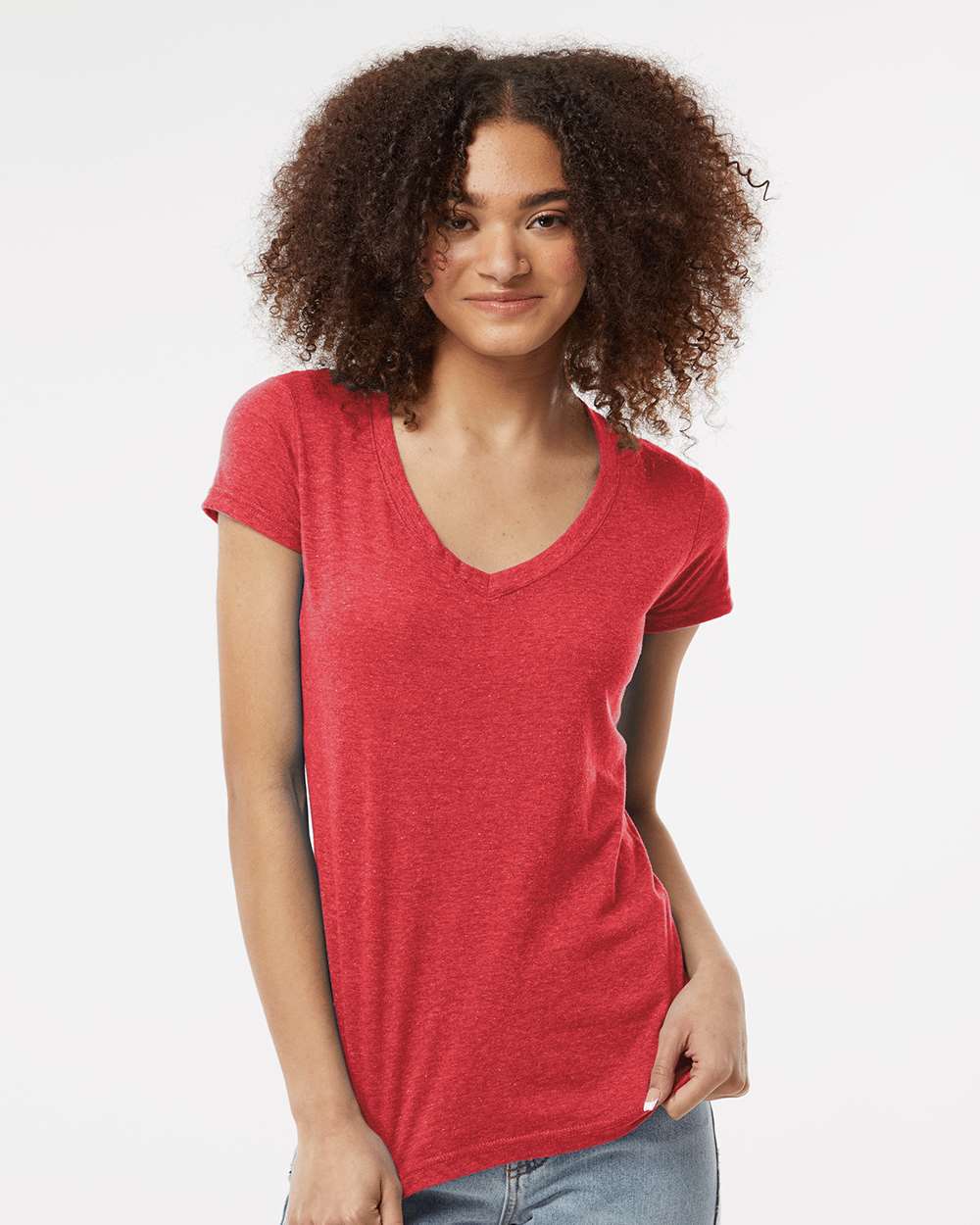 Tultex® Women's Poly-Rich V-Neck T-Shirt view 4
