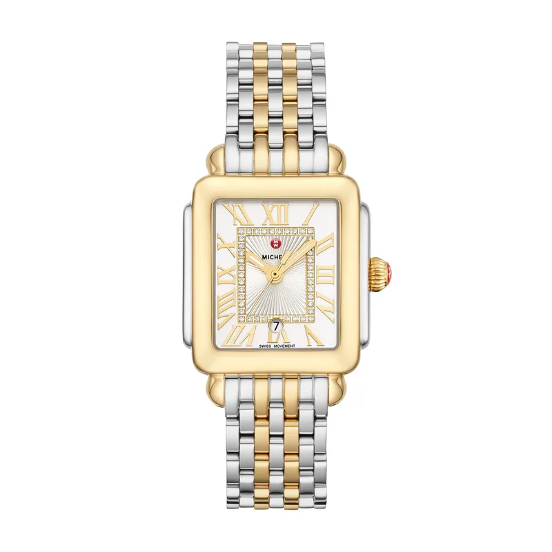 Michele Deco Madison Mid Two-Tone 18K Gold-Plated Diamond Dial Watch