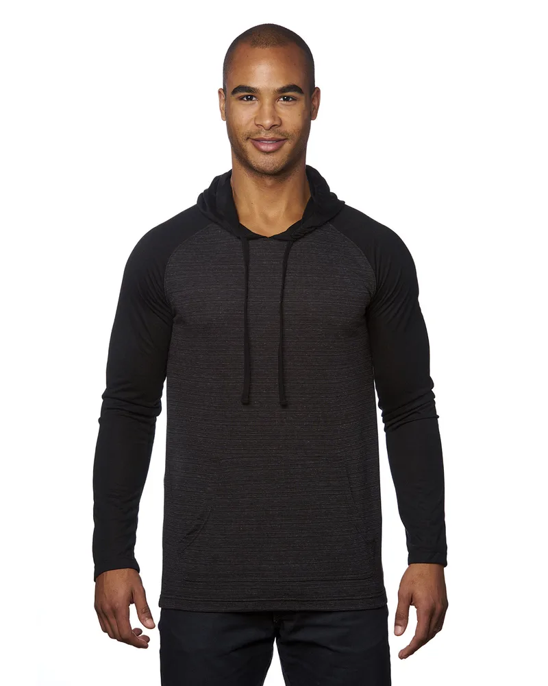Burnside Adult Raglan Sleeve Striped Jersey Hooded T-Shirt view 2