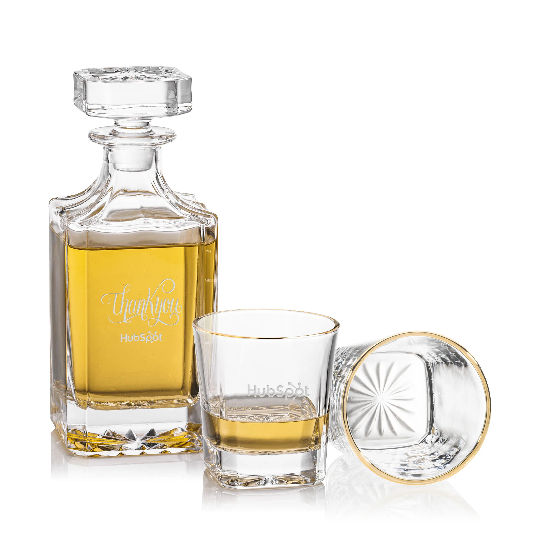 Decanter Set, Deep Etch, Gold, Decanter & 2 OTR