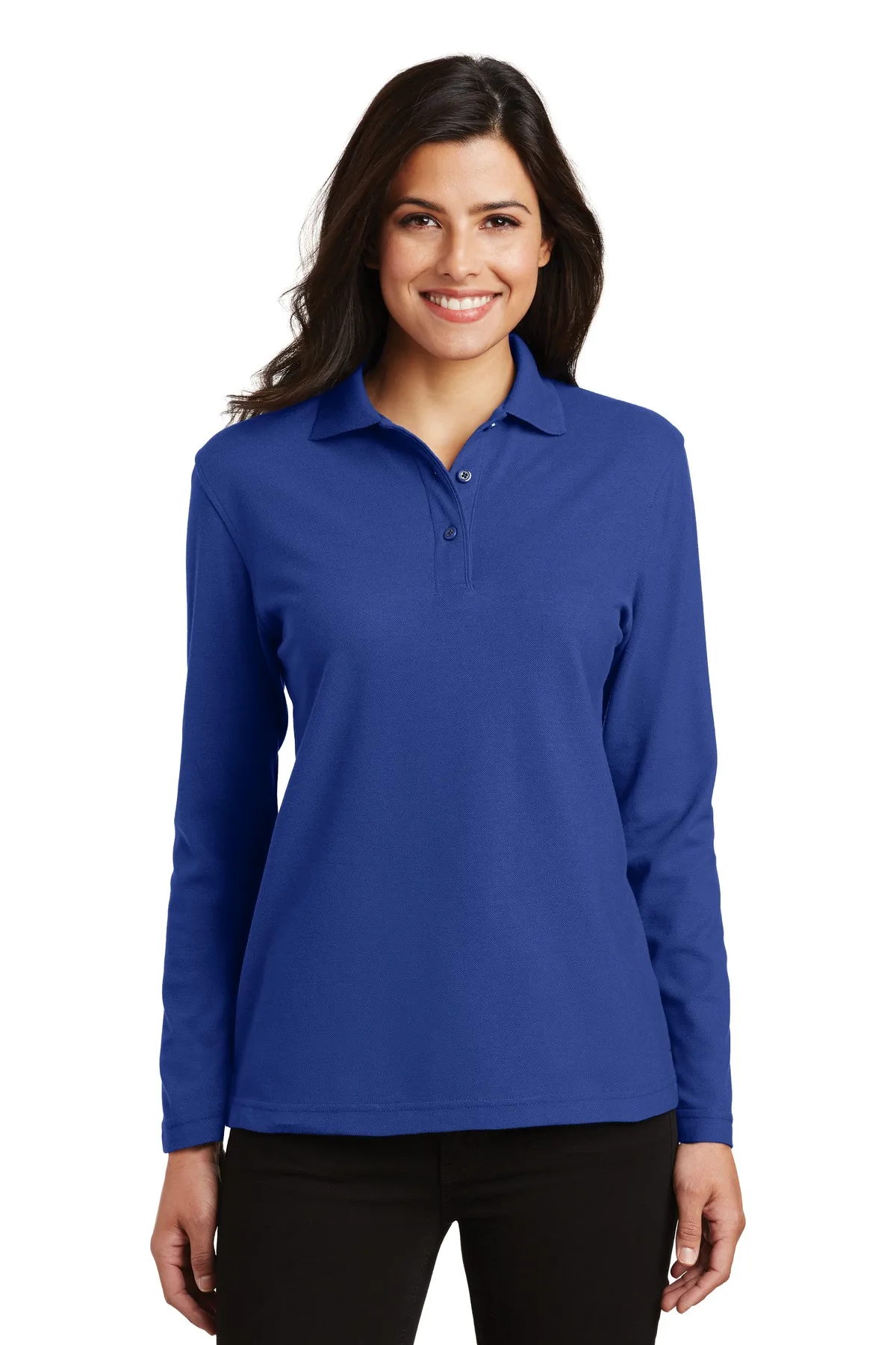 Port Authority® Women's Silk Touch™ Long Sleeve Polo. view 5