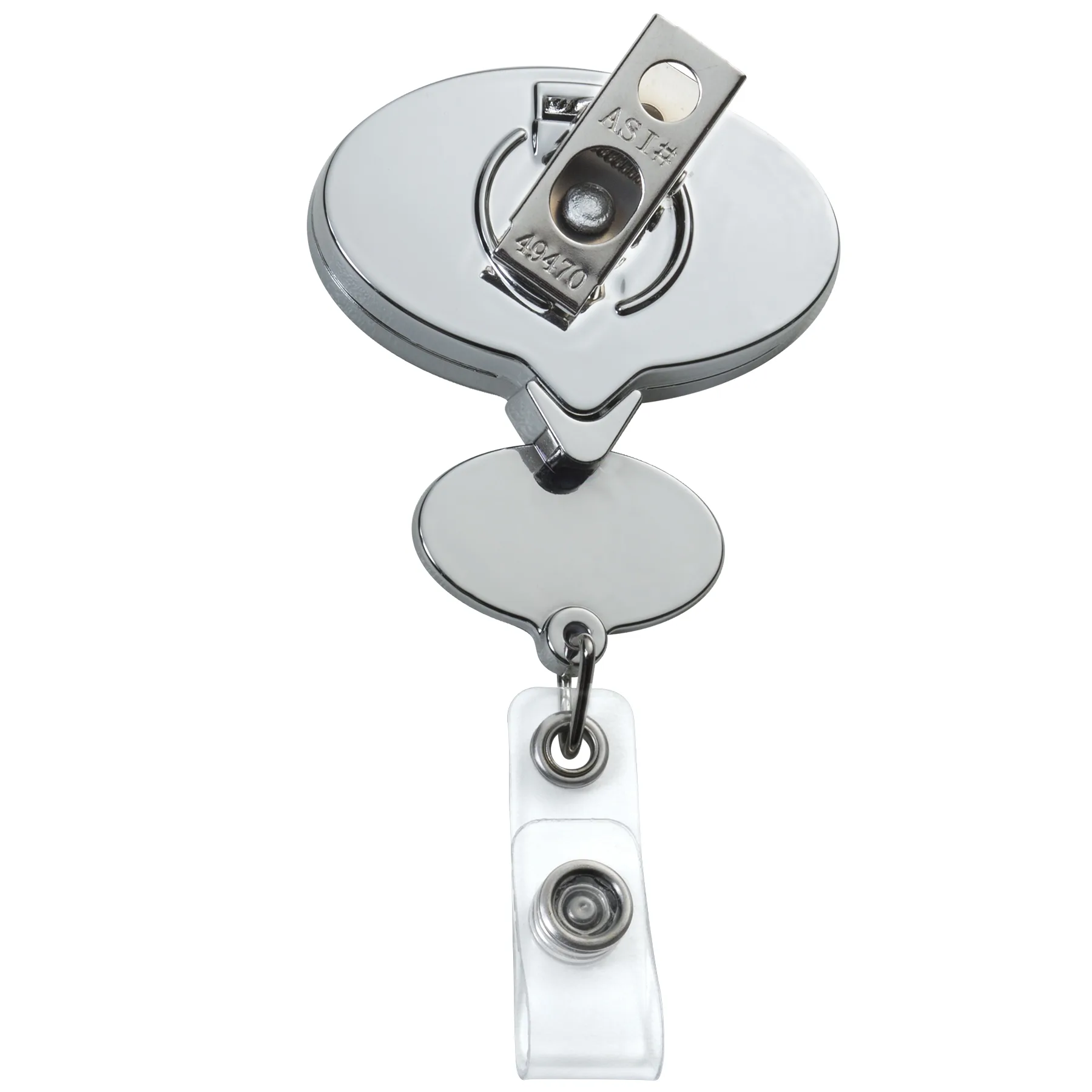 Chrome Double Up Oval Retractable Badge Reel view 3