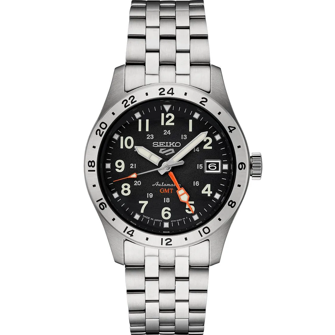 Seiko Watch 5 Sports Ss Automatic Gmt Black Dial