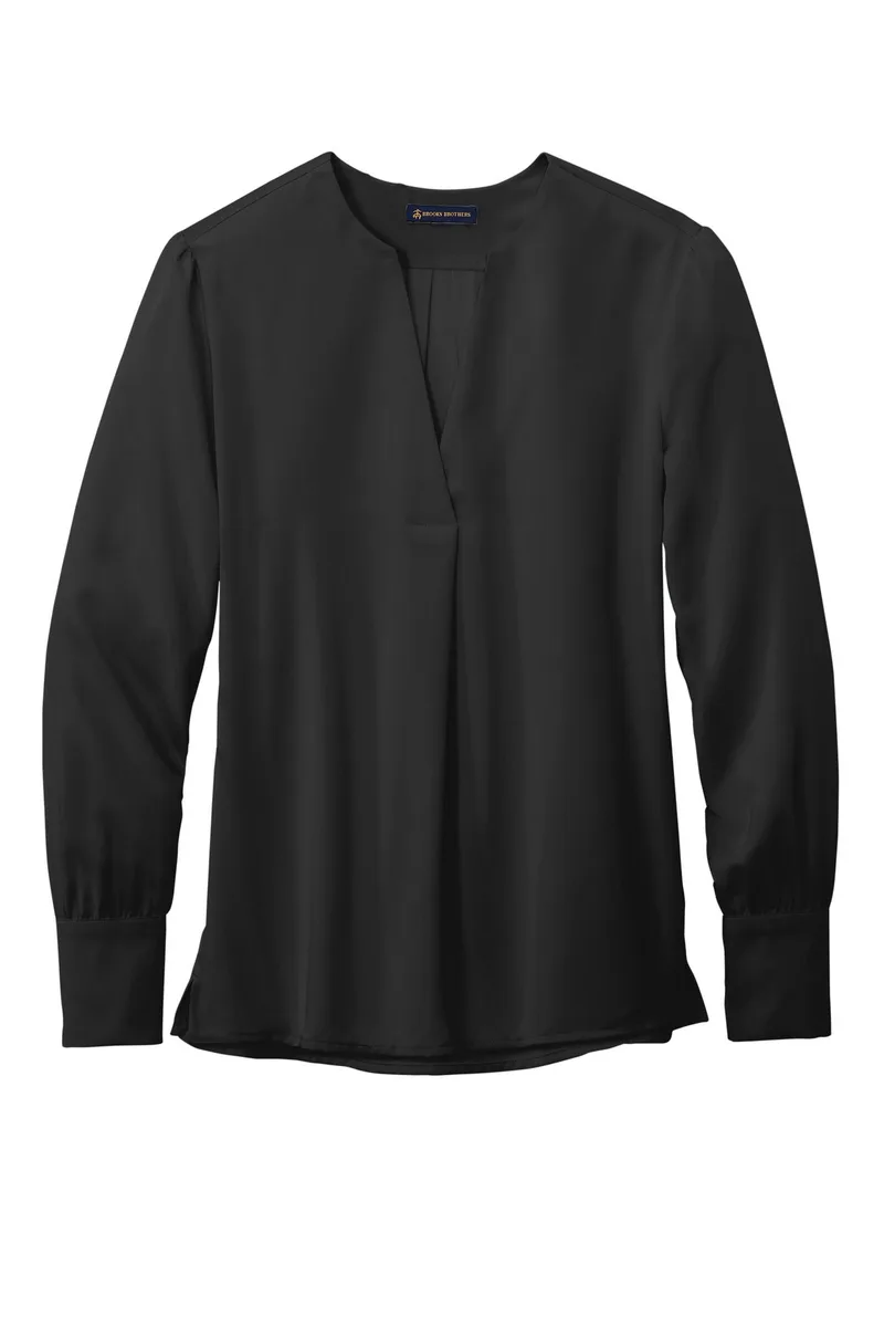 Brooks Brothers® Women's Open-Neck Satin Blouse view 4