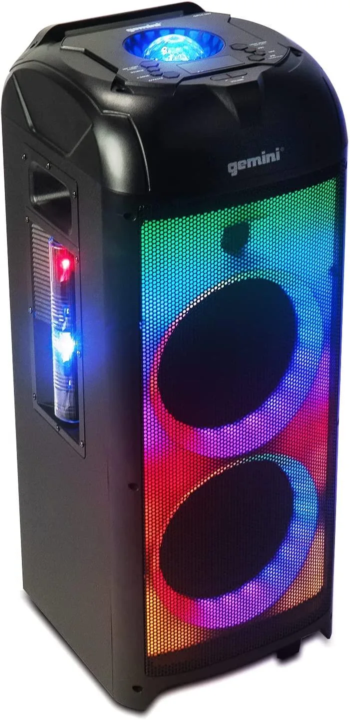 Gemini Dual 8" Portable Bluetooth Speaker w/Led Party Lighting