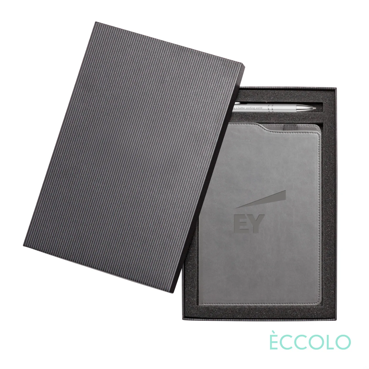 Journal & Clicker Pen Gift Set, Gray/Silver