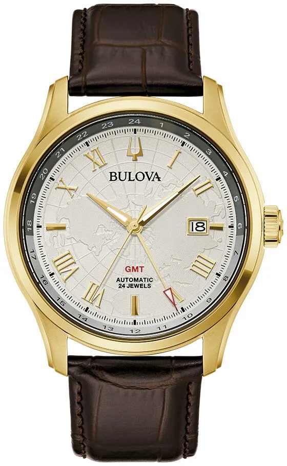 Bulova Watches Men's Classic Wilton Brown Leather Strap Watch Silver-White Dial