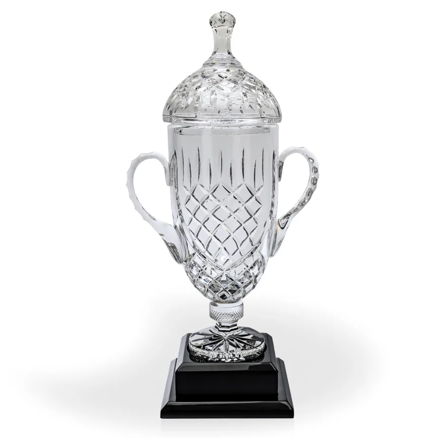 Rank Double Handled Lead Crystal Grand Trophy Cup W/Base view 2