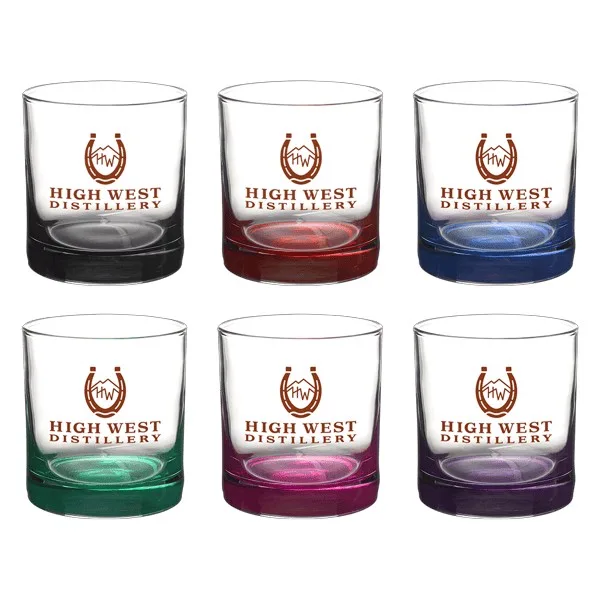 Double Rocks 10.5 oz Lexington Rocks Whiskey Glass with Color Bottom