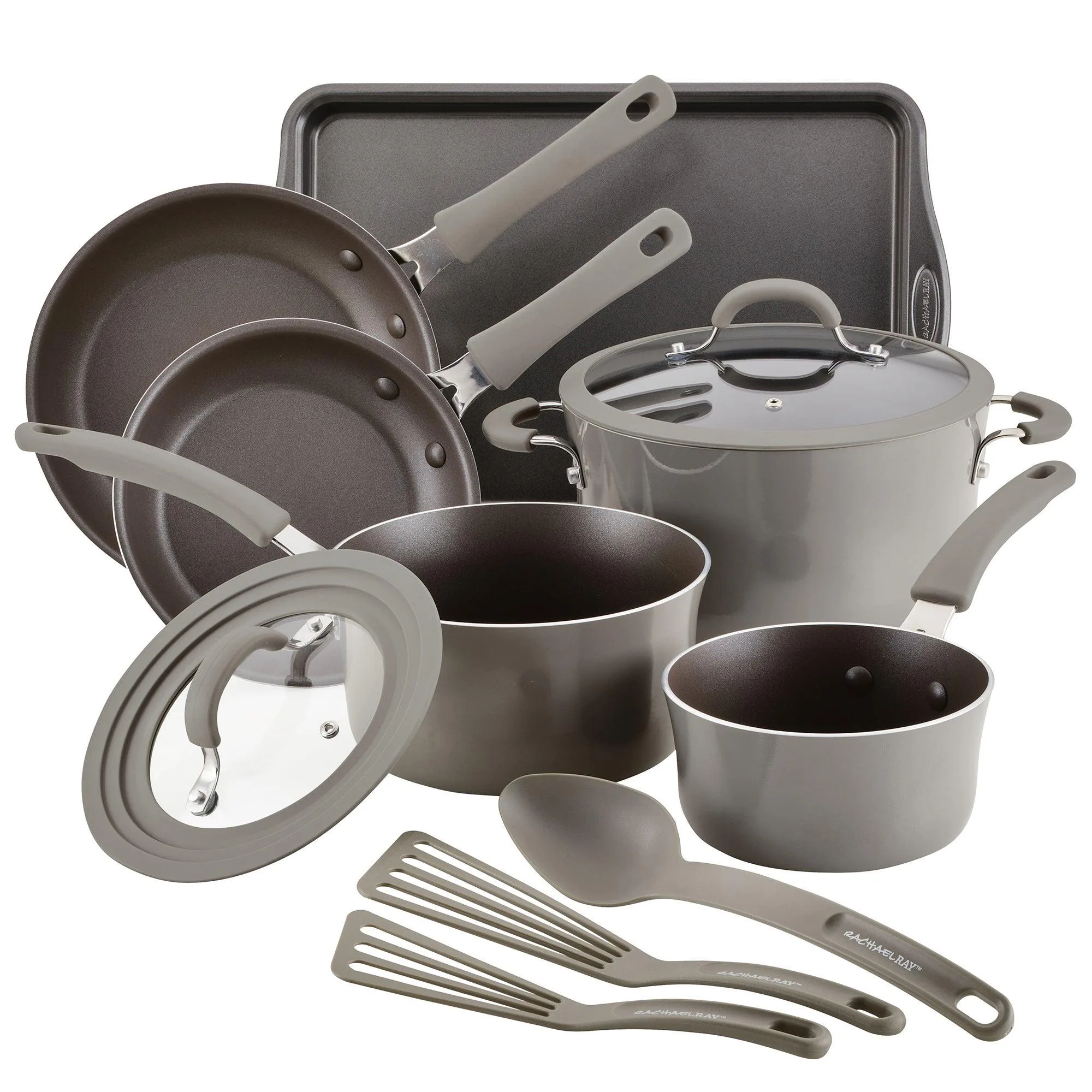 Rachael Ray Cook + Create 11 Piece Gray Nonstick Cookware Set