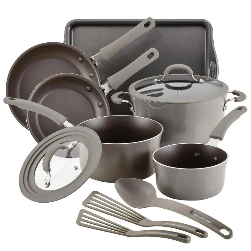 Rachael Ray Cook + Create 11 Piece Gray Nonstick Cookware Set