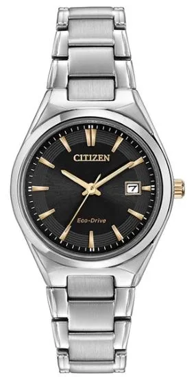 Citizen® Ladies' Corso Eco-Drive® Stainless Steel Watch w/Dark Grey Dial