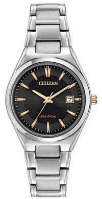 Citizen® Ladies' Corso Eco-Drive® Stainless Steel Watch w/Dark Grey Dial
