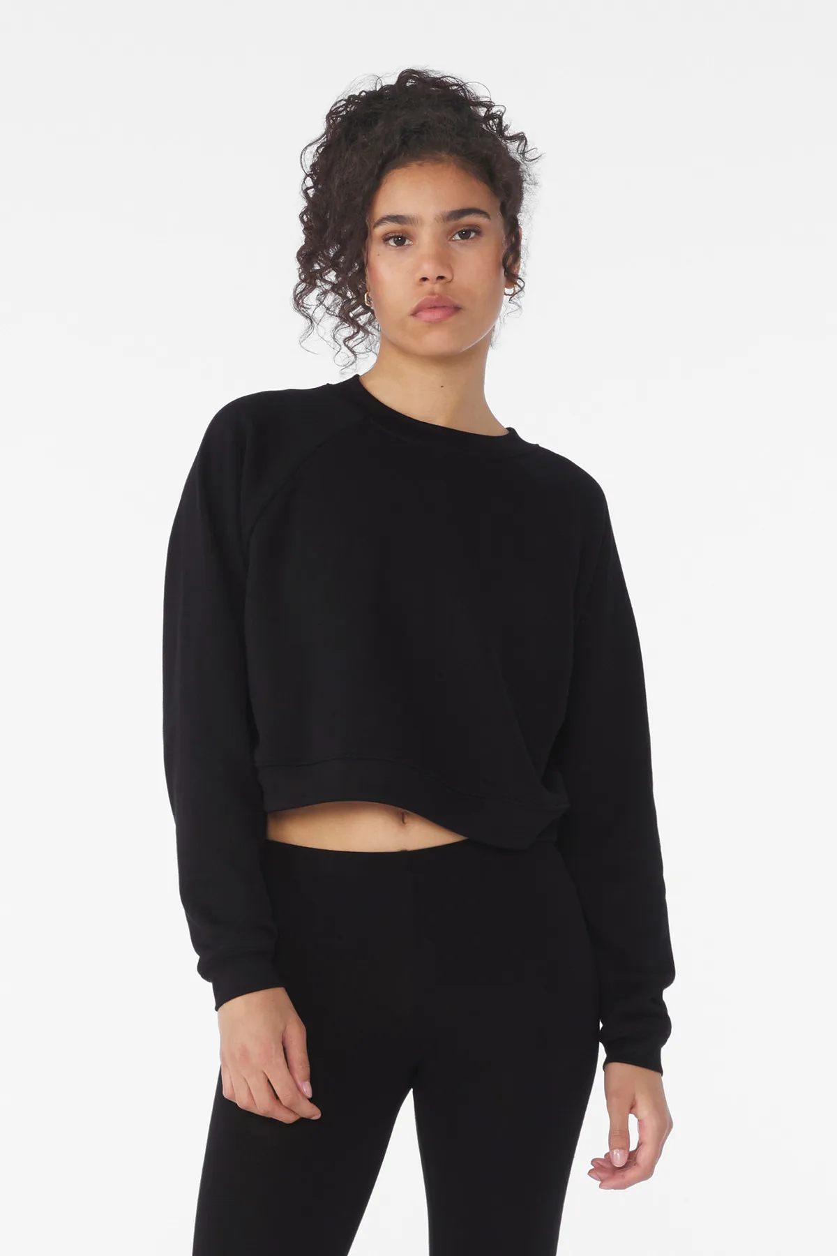 BELLA+CANVAS® Women's Raglan Pullover Sponge Fleece — Black