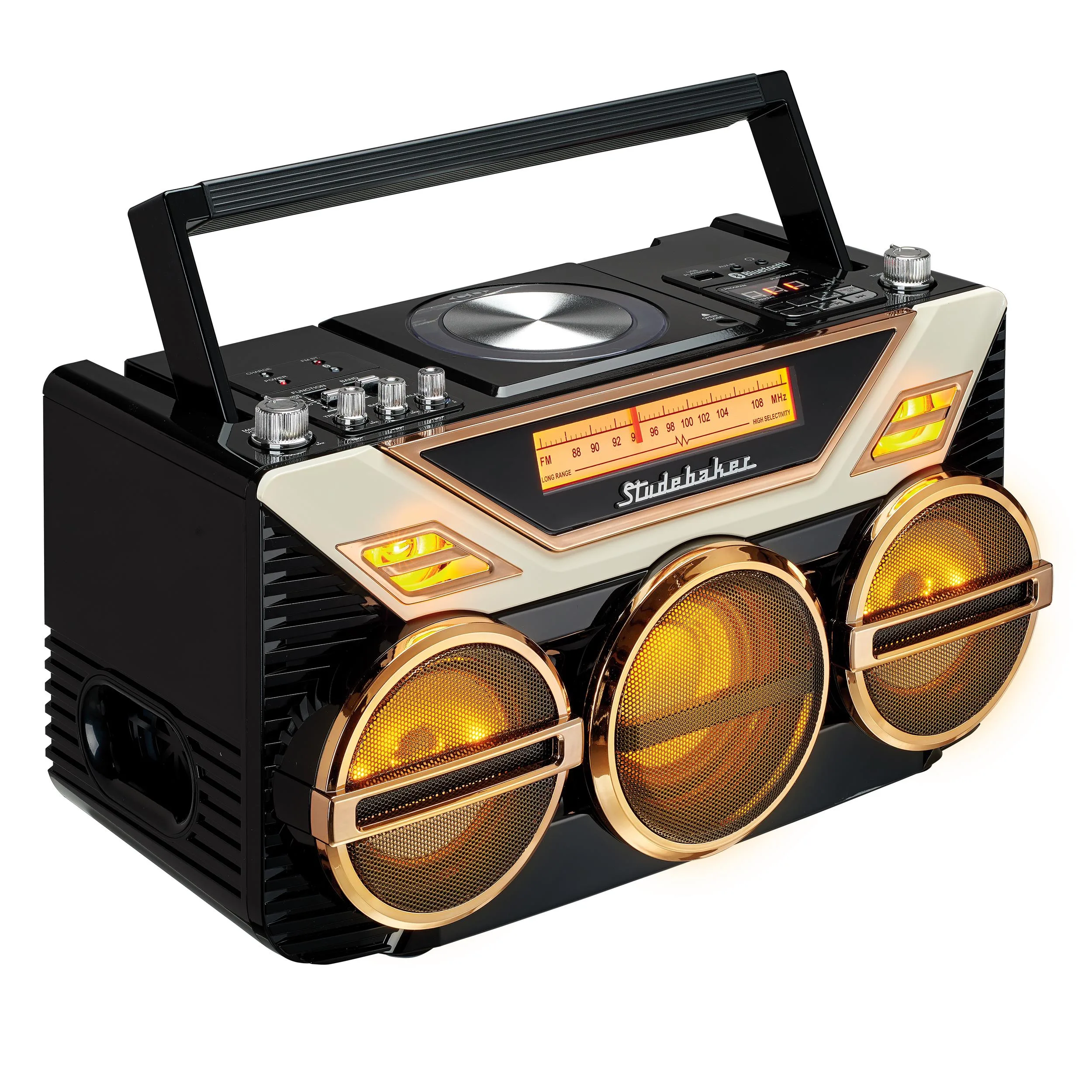 Studebaker Portable Stereo Boombox w/Bluetooth Cd Am/Fm Radio And 15W Subwoofer - Black