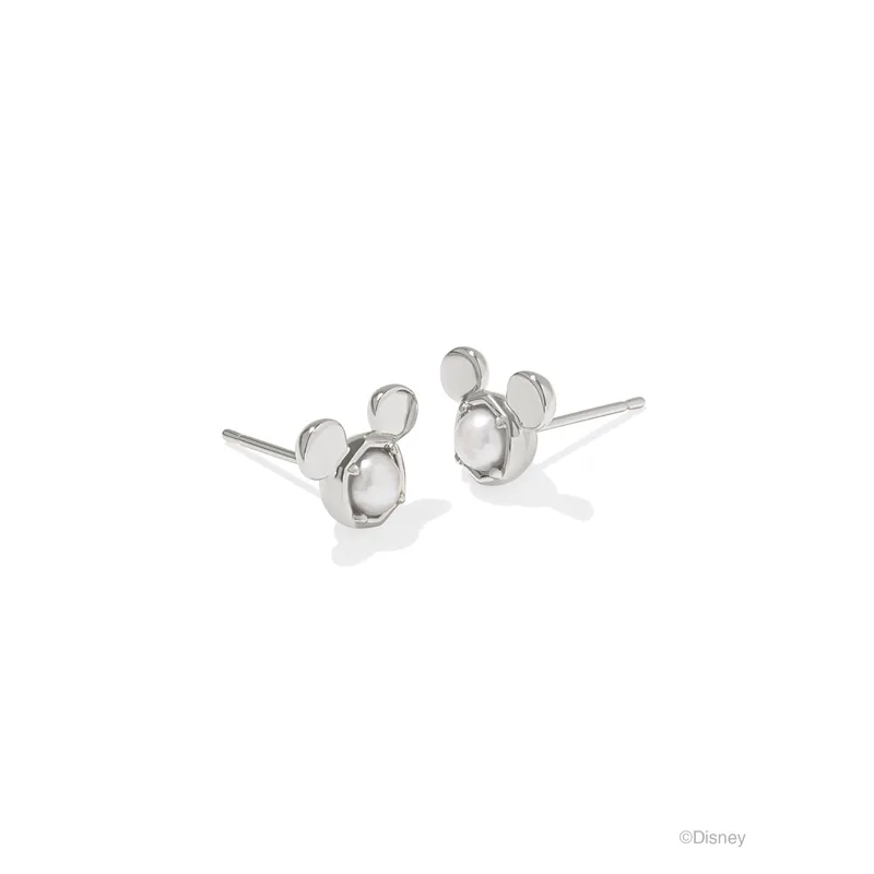 Kendra Scott Disney Silver Mickey Mouse Stud Earrings in Freshwater Cultured Pearl