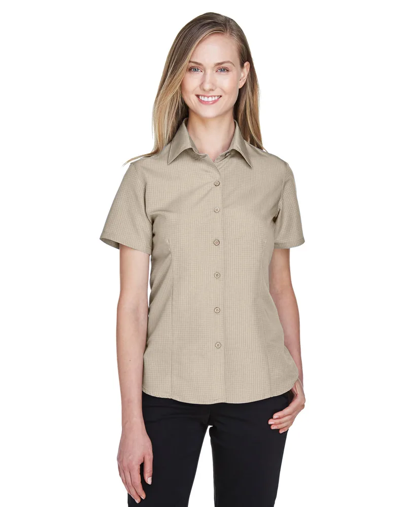 Harriton Ladies' Barbados Textured Camp Shirt view 4