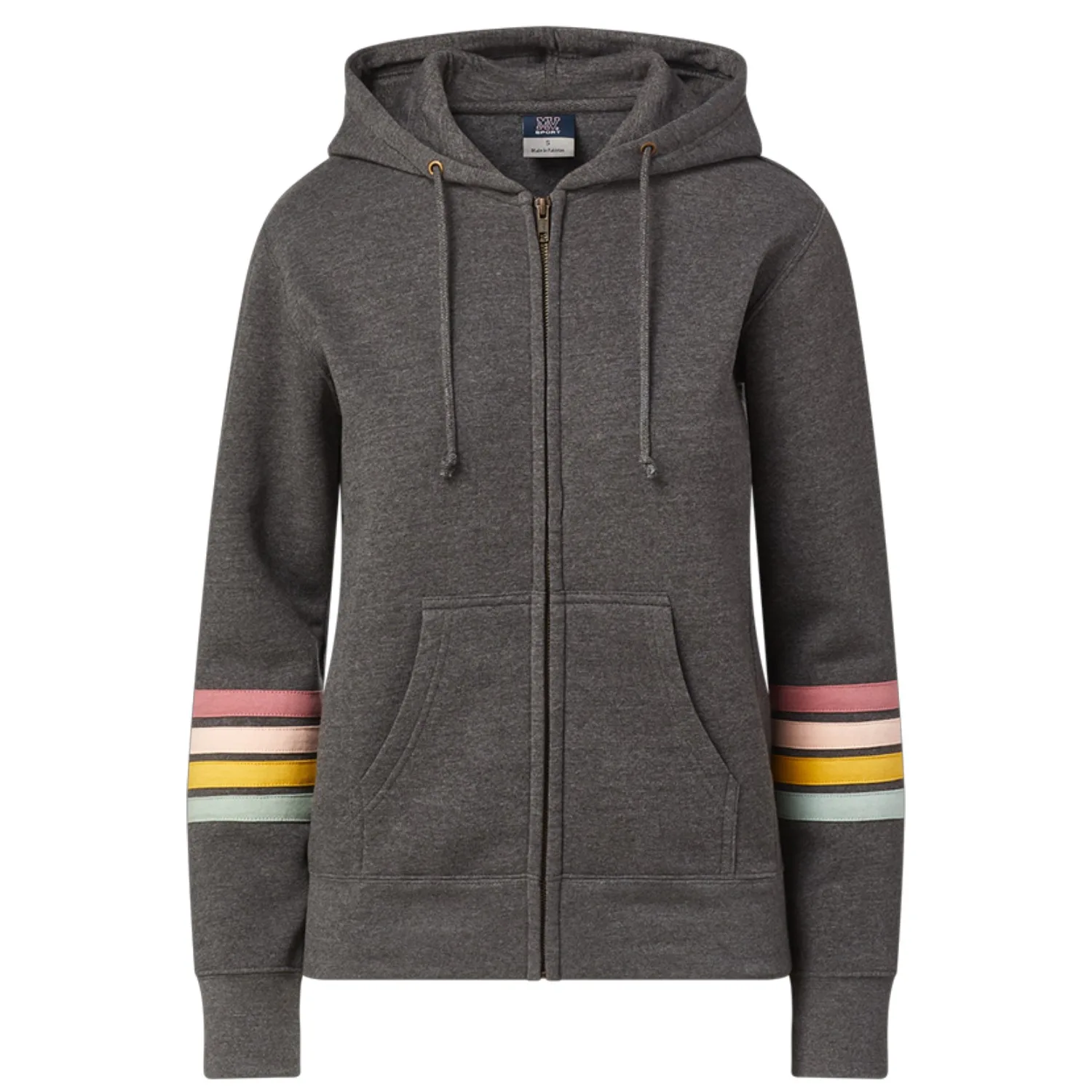 Naamah Cotton-Poly Sleeve Stripe Full Zip Hoodie view 3