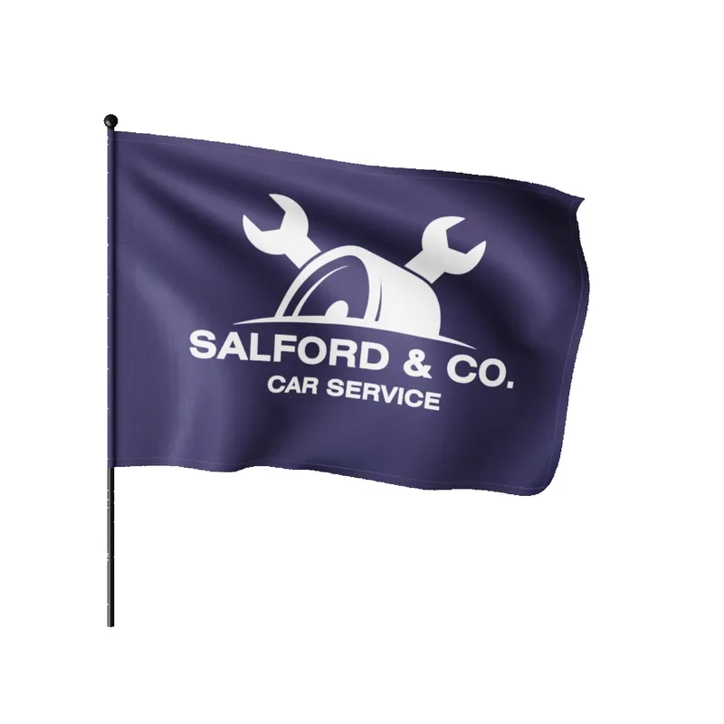 Waving Rally Flag w/ 20"-21.5" Pole 110 Polyester (21.5"x14.5") view 2