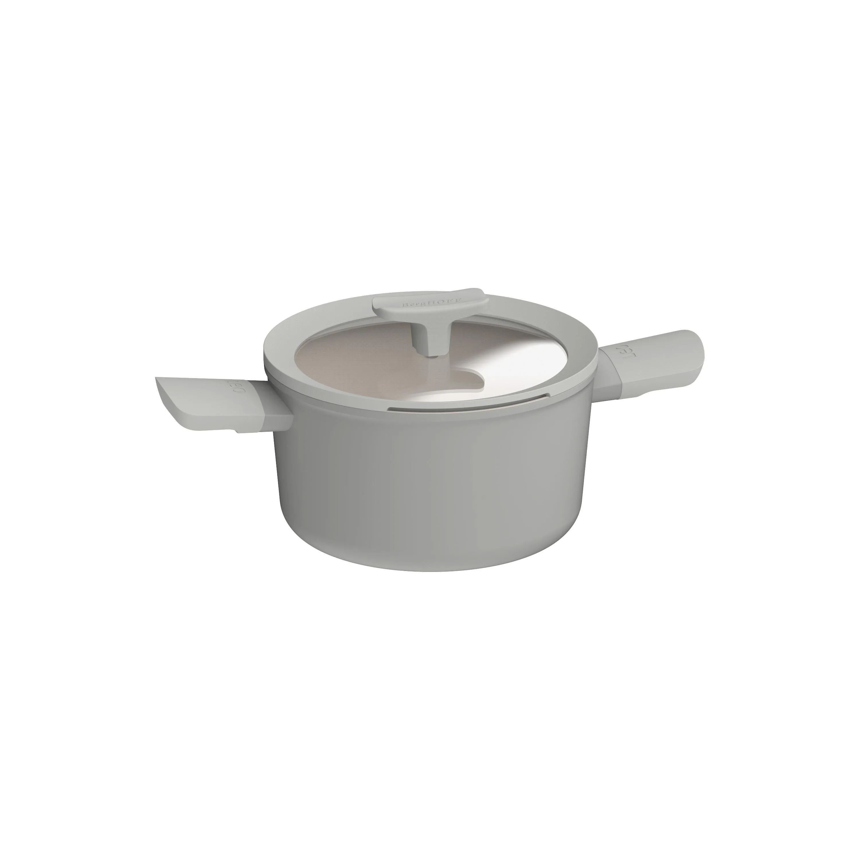 BergHoff Leo Balance 8" Recycled Alum Ceramic 3.1Qt Ns Cov Saucepan, Moonmist