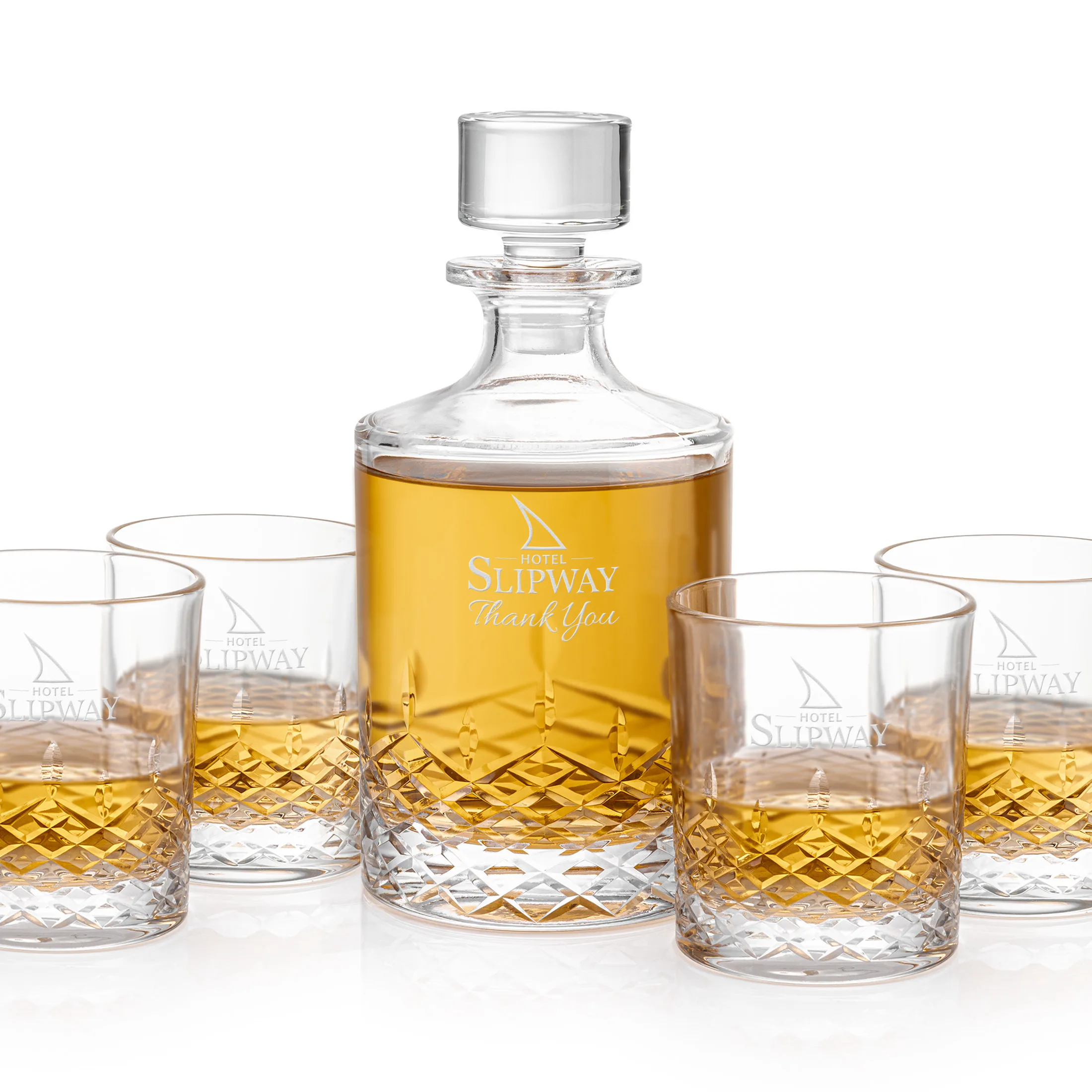 Decanter Set, Deep Etch, Decanter & 4 OTR