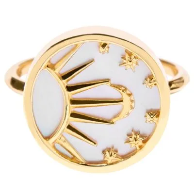 Jilco Inc Yellow Gold Celestial Mother Of Pearl Ring - Size 8