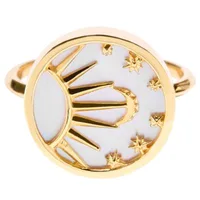 Jilco Inc Yellow Gold Celestial Mother Of Pearl Ring - Size 7