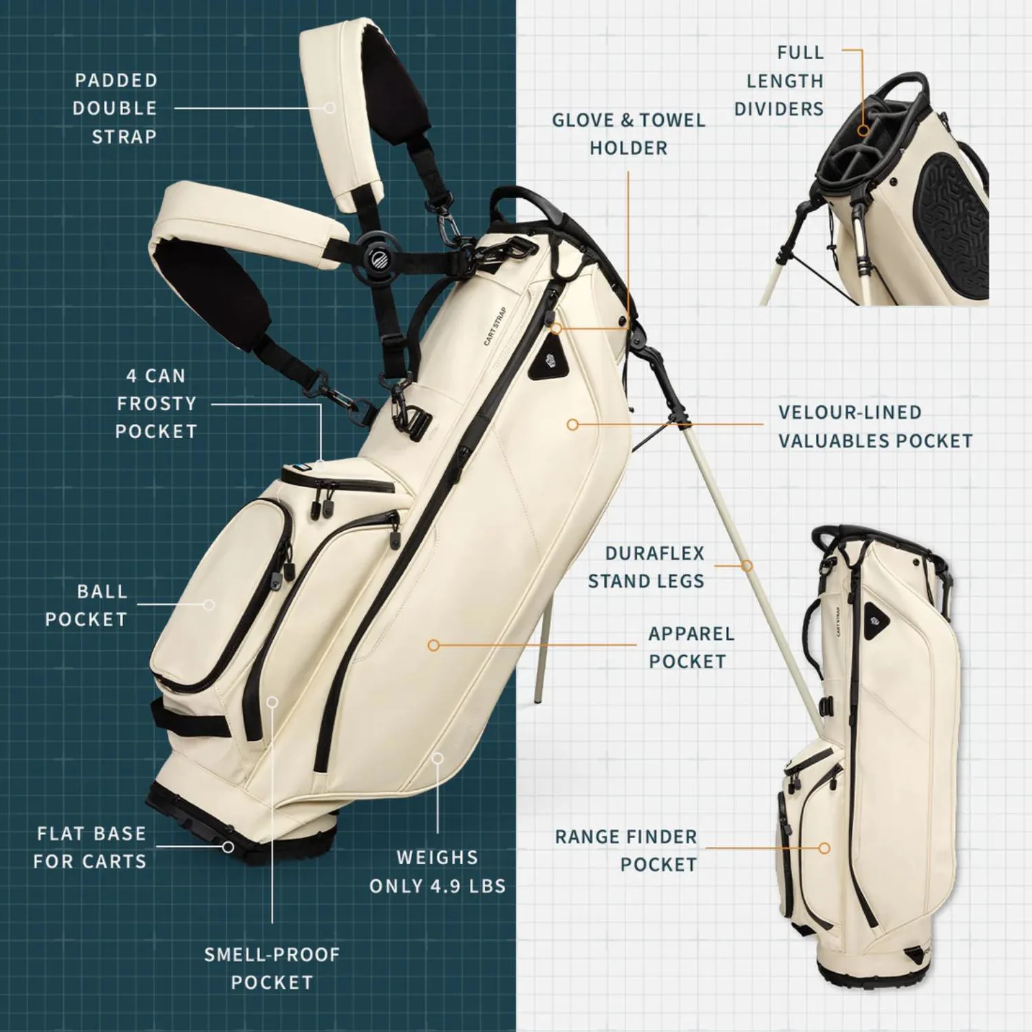 Sunday Golf® Ryder S-Class Vegan Leather Golf Bag view 5